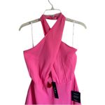 Lulus  Flirty Chic Bright Pink Cutout Twist-Front Halter Midi Dress NEW Size L Photo 5