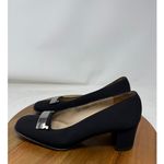 Salvatore Ferragamo  Pumps Womens Black‎ Block Heel Logo Plaque Size 6 AA Photo 4