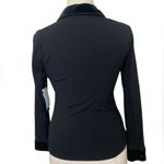 Vtg 90s Preppy black stretch knit velvet collar long sleeve Polo Top Size M Photo 2