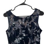 Eliza J  Navy Blue & Silver Sequin Floral Velvet Sleeveless Gown Women Sz 6 Photo 2