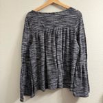 Knox Rose  Sweater Top Knit Ribbed Bell Sleeves Size L Heather Gray Boho Photo 2