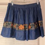 POL 🆕 Denim Embroidered Floral Skater Mini Shirt S🆕 Photo 5