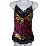 Cache  Vintage Y2K Silk Leopard Paisley Lace Trim Cami Tank Top Size Small Photo 1