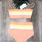 l*space L* Rebel Top Portia Striped High Waist Bikini Bottom Set XS NWT Photo 1