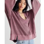 We The Free  by Free People Buttercup Thermal Scoop Neck Top Pink Women's Medium Photo 0