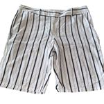 Loft  Outlet Skinny Bermuda Shorts Women's 14 Cotton Linen Black White Stripe Photo 1
