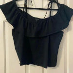 Who What Wear  Black‎ Off Shoulder Ruffle Shoulder Ties Tank Top Size XXL Photo 7