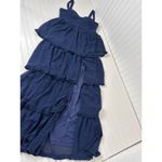 Lulus NWOT  Sophisticated Occasion Navy Blue Bustier Lace-Up Maxi Dress Size L Photo 3