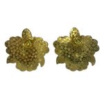 Vintage Black and Pink Iris Metal Earrings Photo 3