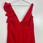 Mac Duggal Bow Shoulder V-Neck Gown in Red Size US 10 NWT Photo 6