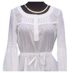 Cache White Peasant Tunic Boho Self Belt Top New Ruched Cotton $118 NWT Photo 0