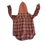 American Eagle  Hooded Plaid Flannel Shirt Size X-Small Earth Tones Photo 2