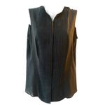 Akris  Dark Navy Blue Silk Sleeveless Collared Pleated front Button Top Photo 1