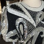 Jaisgumo Vintage Silk Sequin and Pearl Top Black Photo 3