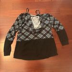 Women's Plaid Black and Blue Hoodie Size XL Photo 3