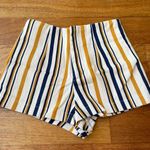 Forever 21 Cream, Navy Blue, White & Mustard Yellow Striped High Waisted Shorts Photo 0