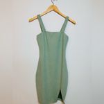 NEW Square Neck Ribbed Mini Dress Khaki Green size Small Photo 7