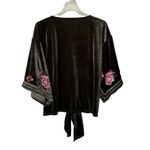 Lovestitch  Velvet embroidered kimono faux wrap top Large Photo 3