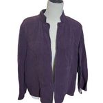 Eileen Fisher  Blazer jacket Purple Deep Plum Textured Silk open front size M Photo 0