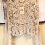 Rebellion NEW  Cream Cotton Crochet Long Sleeve Sweater M Photo 1