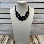 Vintage Faceted Black Bead Statement WhimsyGoth 90s Adjustable Choker Necklace Photo 2