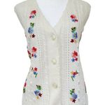 Vintage Floral Embroidered Lightweight Knit Vest Womens Size M Cottagecore Size M Photo 0