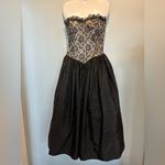 Gunne Sax  Jessica McLintock Black Lace and Taffeta strapless dress Vintage Size9 Photo 1