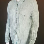 Tahari  Blue Linen Long Sleeve Button Down Top (XL) Photo 0