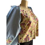 Vintage Lemon Grass Denim Floral Embroidered Shirt Chic Cottage Size PM Blue Size M Photo 3