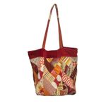Patchwork Tote Bag Unique Colorful Shoulder Bag Purse Women's Red Photo 1