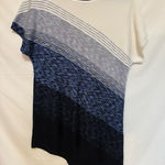 St. John  Womens Asymmetrical Neck‎ Short Sleeves Sweater Blue Shirt Size P Photo 0