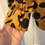 J.Crew Women's Ruffle Front Satin Top - Black and Tan Size Small V-Neck Photo 5