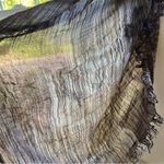Semi Sheer Large Square‎ Neutral Scarf w Fringe Brown Photo 3
