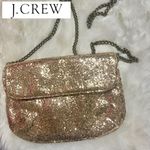 J.Crew NWOT Gold Glitter Clutch Long Chain Party Purse small cross body bag Photo 1