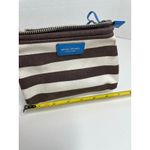 Henri Bendel  Cosmetic Bag Brown White Stripe Blue Strap Photo 8