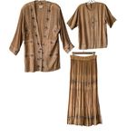 Magic Vintage 3 piece Rayon Embroidered Floral Crinkle effect Skirt Set. Free Size. Photo 1