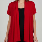 Liz McCoy Red Black Tank Top Cardigan Short Sleeve Size M Size M Photo 0