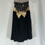 Gunne Sax Jessica McClintock 90s Sz5 Bubble Hem Dress Strapless Black Gold Lace Size undefined Photo 1