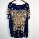 Lucky Brand  Top Womens 3X Navy Blue Floral Pattern Knit Short Sleeve‎ Tee Shirt Photo 7