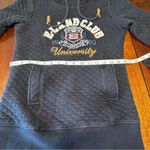E.Land Club Quilted Logo Hoodie Women XS Varsity Long Sleeve Preppy Navy Blue. Blue Photo 9