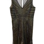 Adrianna Papell Silver Iridescent V-Neck Whimsigoth Flowy Cocktail Dress Photo 0