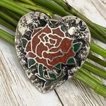 Vintage S.S.I. Enamel Inlay Rose Flower Heart Photo 0