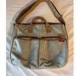 Wallaroo Diaper Bag – Blue & White Striped with Pleather Handles Photo 0