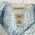 LL Bean Blue Floral Wrinkle Free Pinpoint Oxford Long Sleeve Button Shirt MEDIUM Photo 8