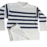 Nautical Striped‎ Crewneck Boxed Cozy Stretchy Banded Sweater Size Medium Blue Photo 6
