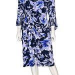 Connected Apparel Gathered-Waist 3/4-Sleeve Sheath Dress Navy Periwinkle Sz 14 Photo 1
