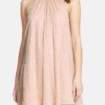 Anthropologie ASTR Dress Blush Pink High Neck Lace Overlay Shift Mini Sz S BNWT  Photo 0