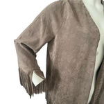 Show Me Your Mumu taupe Marfa fringe Western festival faux suede wrap jacket S Photo 6