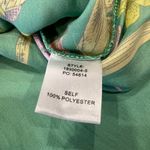 Green Floral Ruffle Neck Tie Front Sleeveless Blouse Top Women's Photo 3