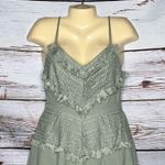 Selfie Leslie NWT Size M Pistachio Green Lace & Fringe Trim Tie Back Dress Photo 1